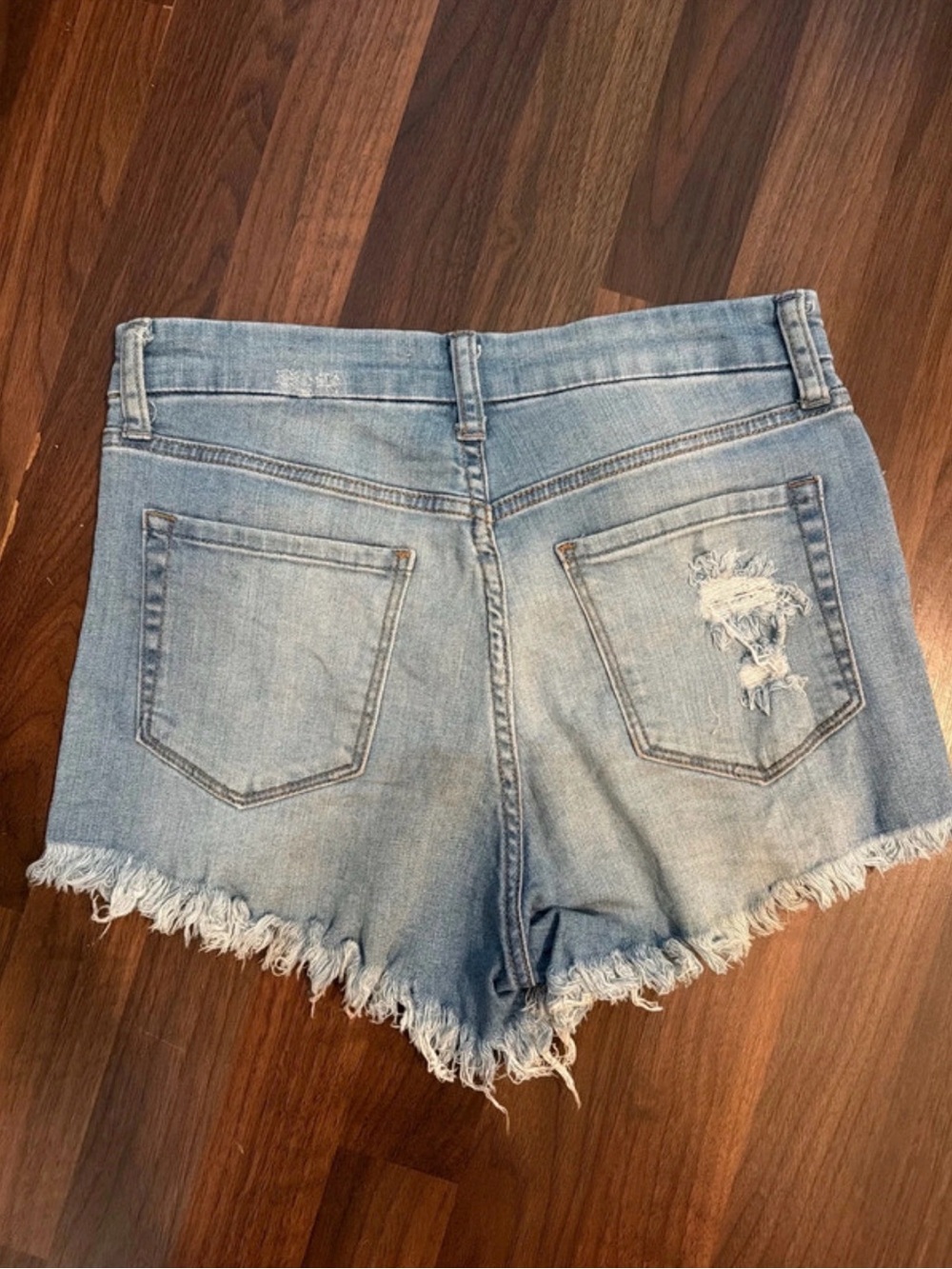 Just Black Light Blue Distressed Frayed Hem Denim Shorts - Picture 2 of 4